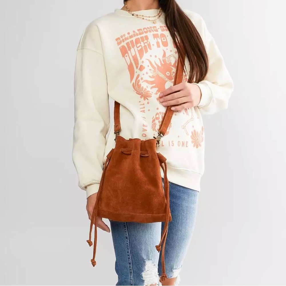 Free People NWT Brown Suede Billie Bucket Crossbody Bag